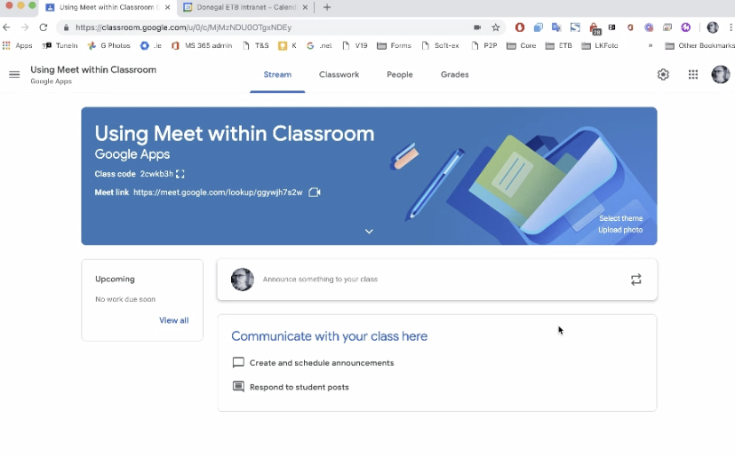 Using Meet within Classroom Google Apps